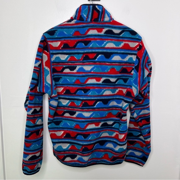 PATAGONIA Delta Navy Blue and Red Wave Printed Snap T Synchilla Fleece - Picture 5 of 5